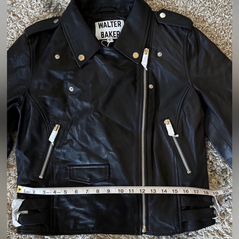 Walter Baker Black Moto Leather Jacket - Picture 11 of 12